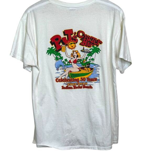 Vintage Fruit of the Loom Size Large PJ's Oyster Bar Indian Rocks FL T-Shirt - Picture 1 of 5